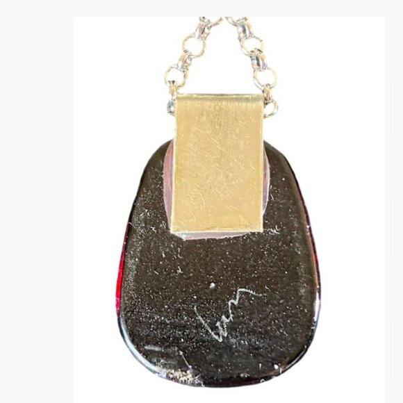 Handcrafted Glass Pendant Stunning Sparkly Red with Silver-Tone Chain 22"/24" - Picture 5 of 5